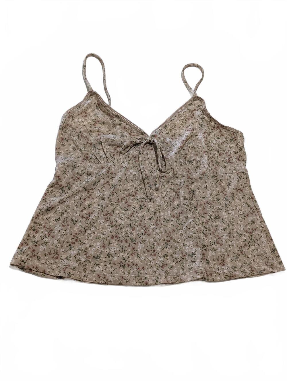 Vintage Ambiance Floral Cami Tank Top Coquette Fairycore Lace Medium